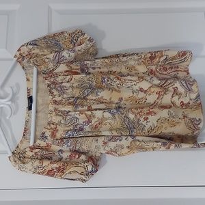 Chaps Denim paisley print tshirt with elastic at neckline and sleeves